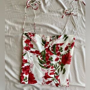 Reformation Red Floral Corset Top